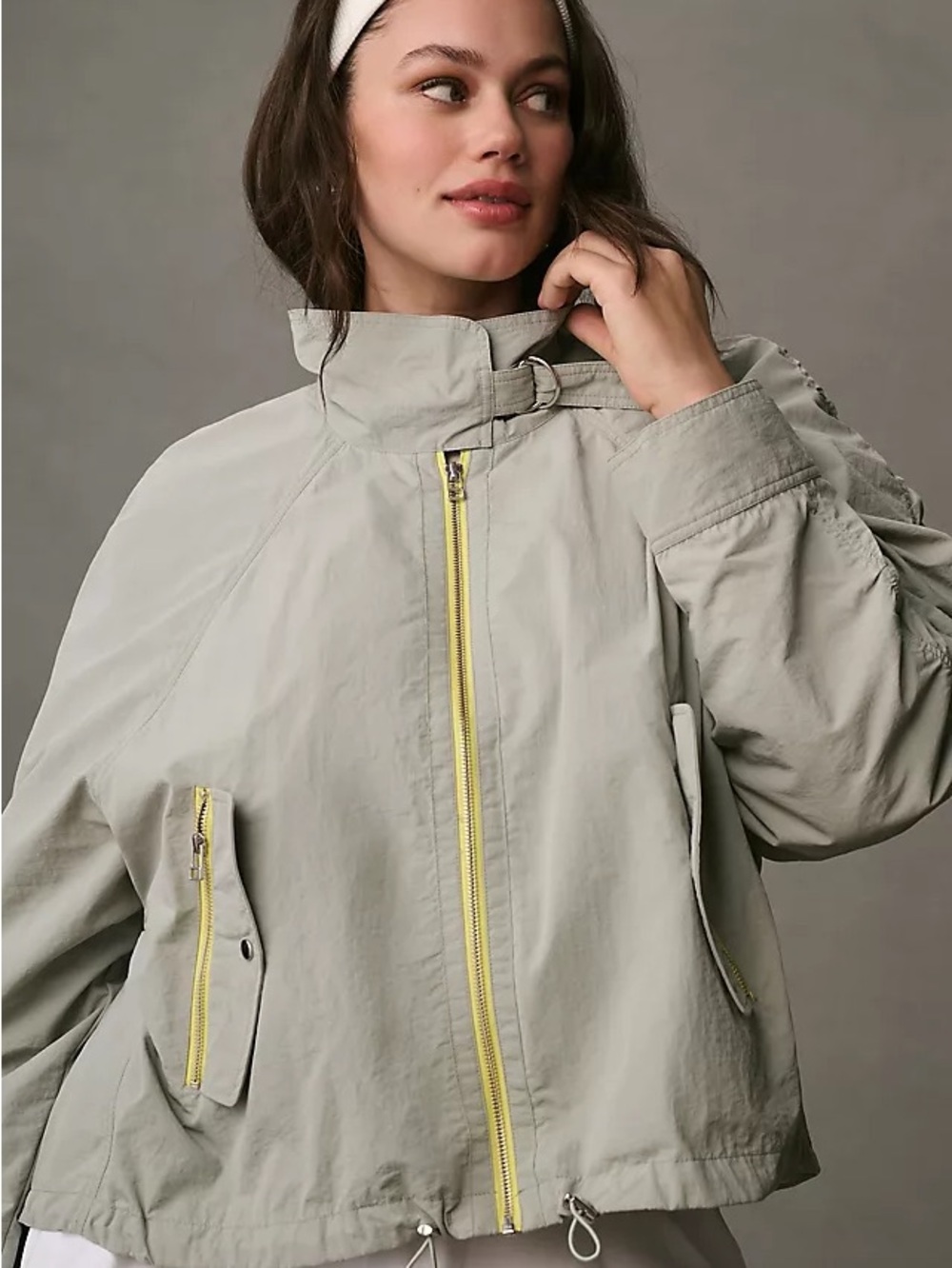 Daily Practice by Anthropologie Pop-Trim Ruched-Sleeve Jacket XL